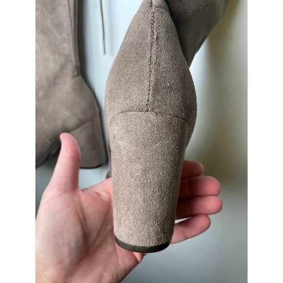 Thigh High Faux Suede Boots 8M Over The Knee Lace Up Taupe Pirate Style Boots - Picture 12 of 16